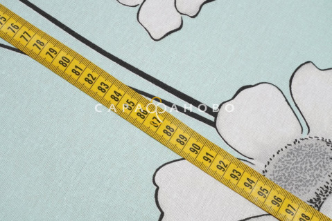 Ткань Бязь 220 см. набивная Ромашки мята рис. 28168/2