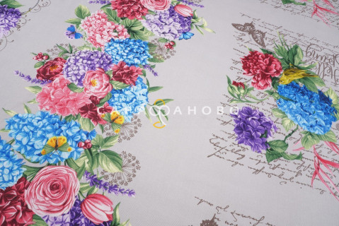 Ткань Рогожка 150 см "Гортензия" рис 35008 вид 2