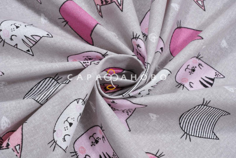 Ткань Бязь 150 см рис. 7273/3 Котики (розовые)