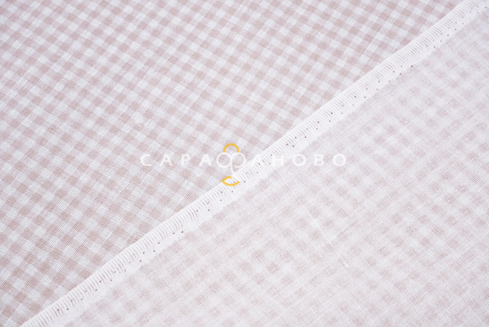 Ткань Бязь 150 см 120 г/м2 рис. 159 Клеточка, 1/1 Вид бежевый, фото 7
