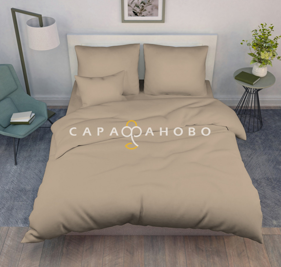 Ткань Поплин гладкокрашеный 220 см 102 гр цвет Кофе с молоком, фото 1
