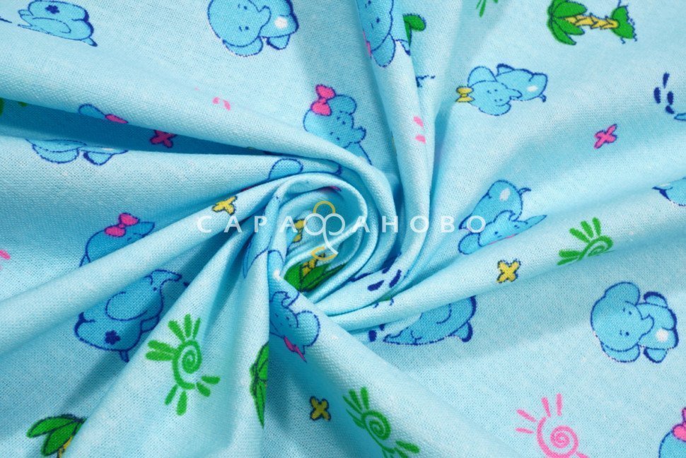 Ткань Фланель 75 см рис.  5137-1 "Добрый слоненок" грунт, фото 4