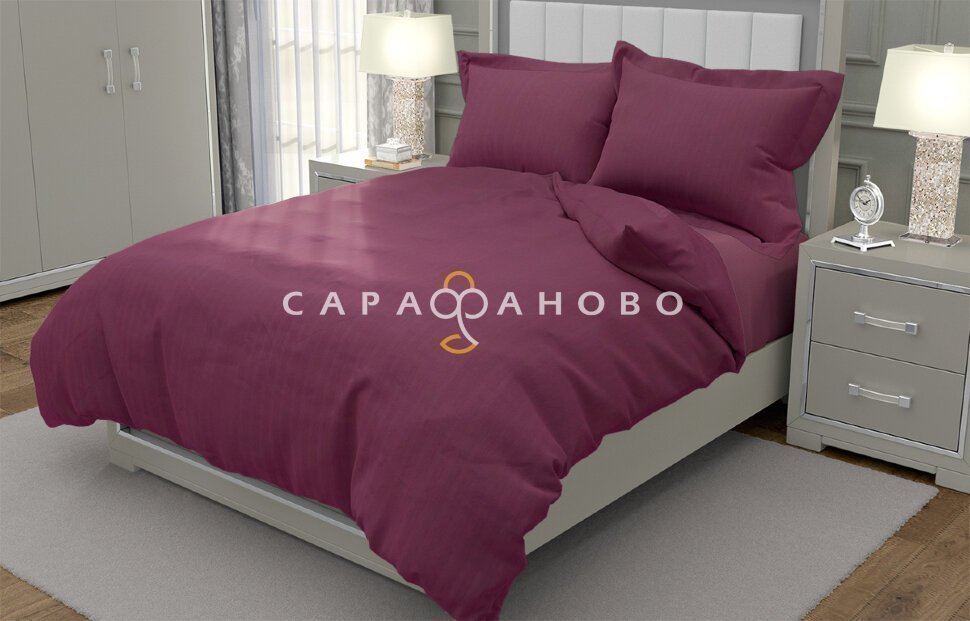 Ткань Страйп-Сатин 240 см рис. 35001 Баклажан (полоса 1х1), фото 3