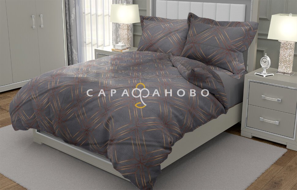 Ткань Сатин 220 см "Шарль Графит" рис 23002-3, фото 1