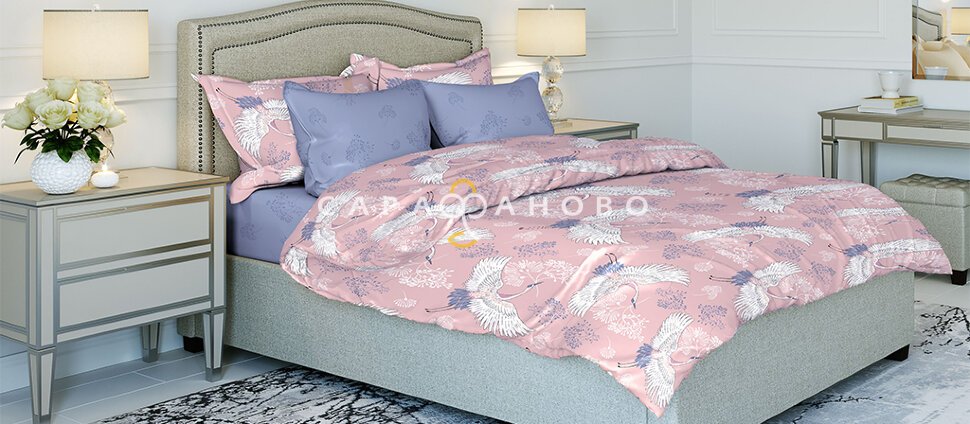 Ткань Бязь Фея 220 см 120 гр рис 70367 Журавли 1, фото 1