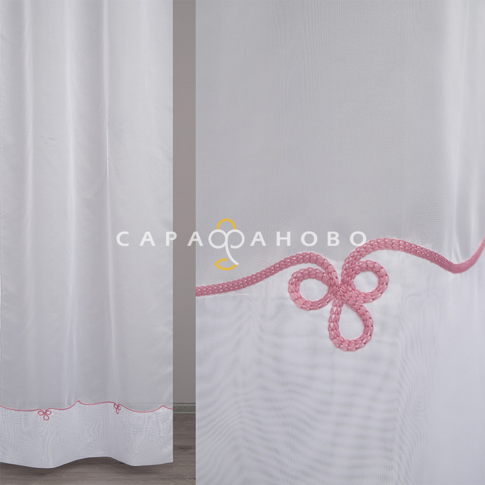 Ткань Вуаль с вышивкой 300 см рис Брусника 0743P/300, фото 1