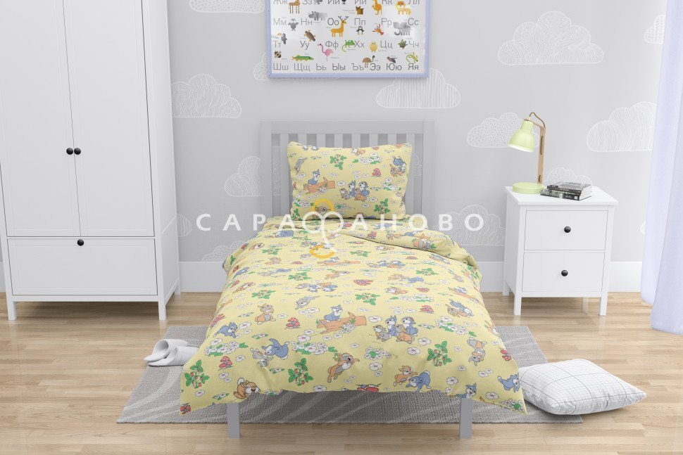 Ткань Бязь 150 см рис. 3030-5 "Весёлые зайчата", фото 1