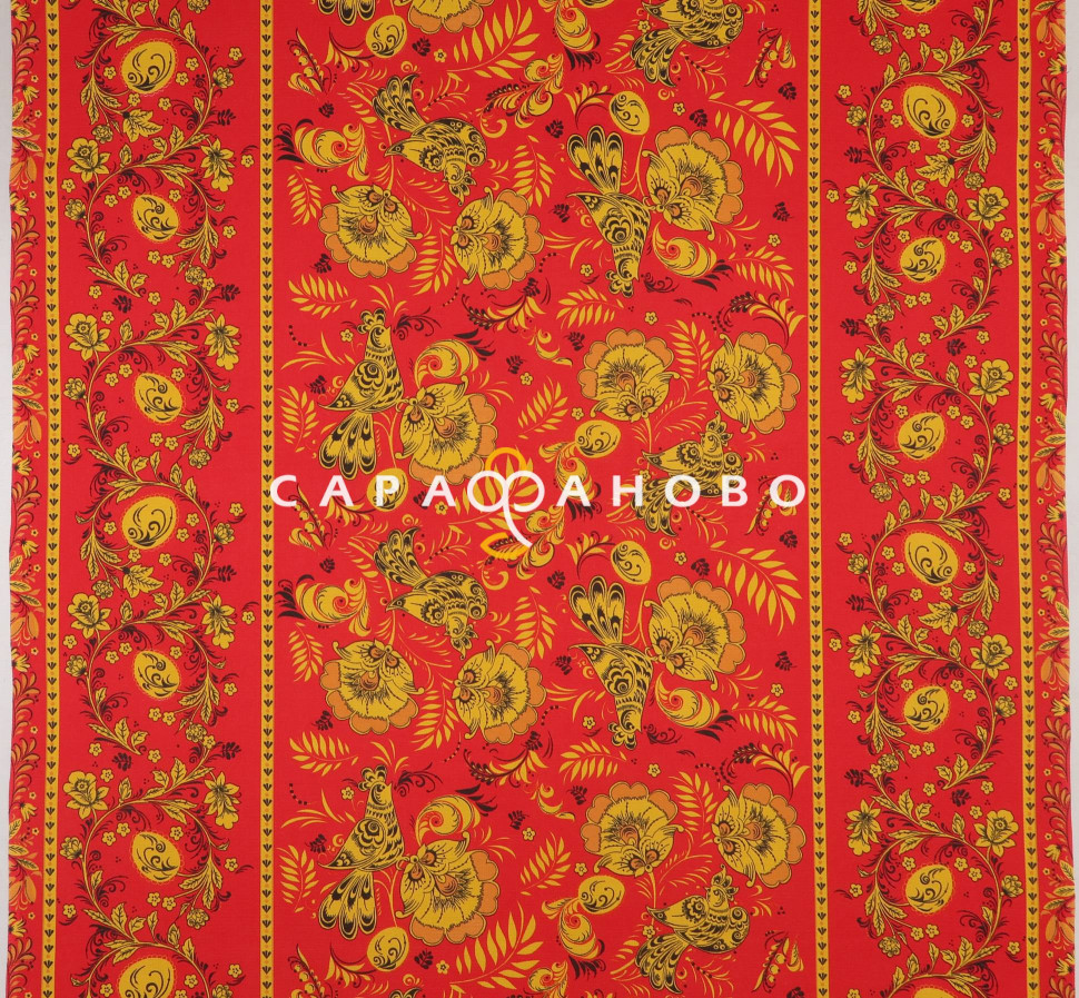 Ткань Рогожка 150 см 150 гр №768-3 Хохлома (На отрез), фото 3