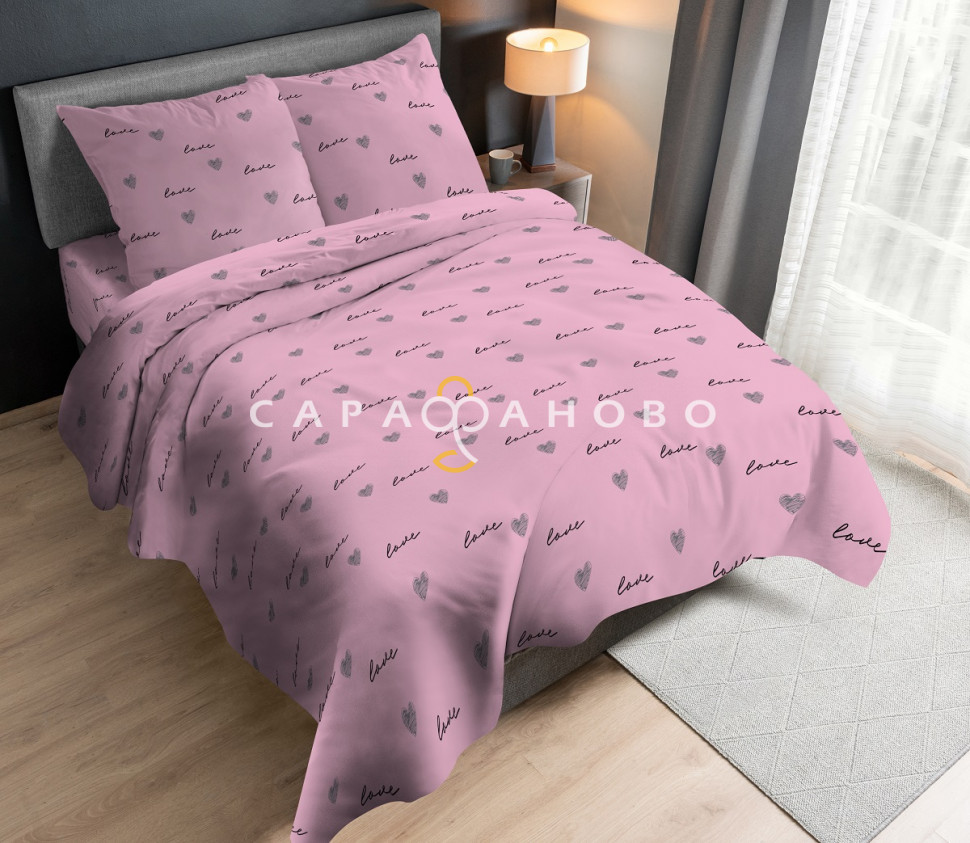 Ткань Бязь Люкс 220 см 125 гр рис Сердечки, фото 1