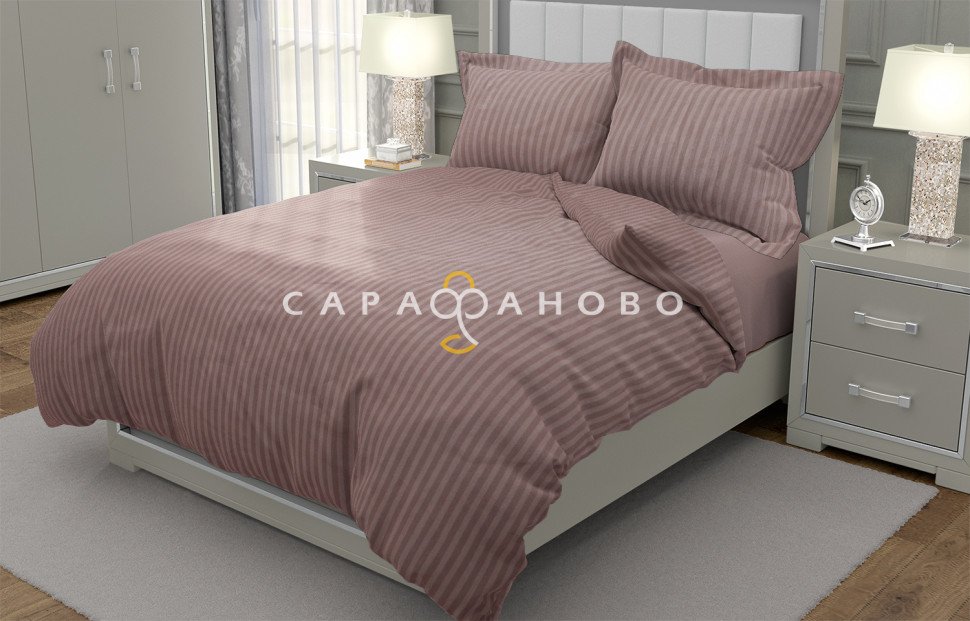 Ткань Поплин-страйп 220 см рис. 12245/5 Какао, фото 2