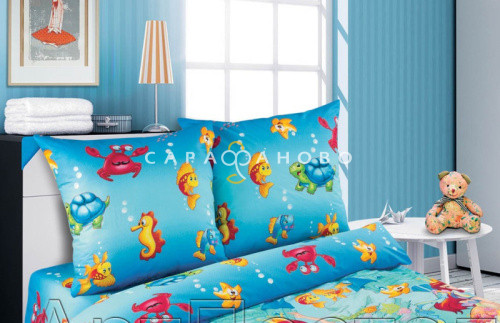 Ткань Поплин 220 см 115 гр рис Морская сказка Комп см рис.9655-1 , фото 1