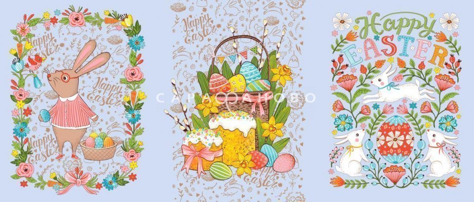 Ткань Полотно вафельное 150 см рис 35066 вид 2 Happy Easter, фото 9