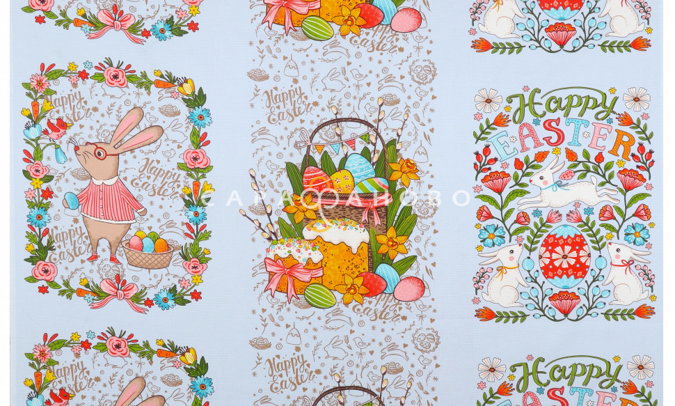 Ткань Полотно вафельное 150 см рис 35066 вид 2 Happy Easter, фото 1