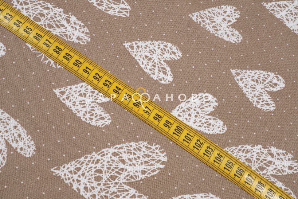 Ткань Бязь 150 см. Сердечки вяз. кофе о/м рис. 7295/34, фото 8