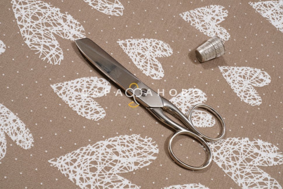 Ткань Бязь 150 см. Сердечки вяз. кофе о/м рис. 7295/34, фото 9