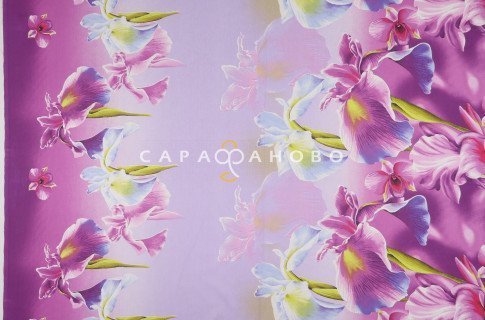 Ткань поплин 220 см "Ирисы" рис 4684 вид 1