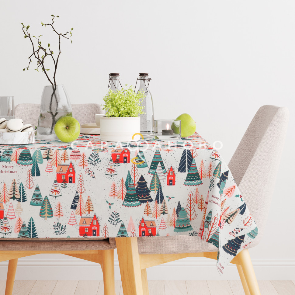 Ткань Рогожка 150 см арт. 904 рис 29039 вид 1 Merry Christmas, фото 1