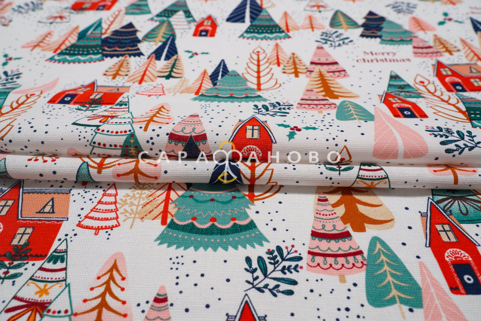 Ткань Рогожка 150 см арт. 904 рис 29039 вид 1 Merry Christmas, фото 8