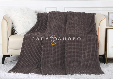 Ткань Велсофт 205 см 270 гр рис Клеточка кофейная