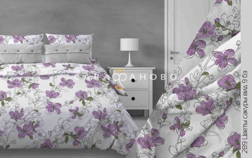 Ткань бязь 150 см 140 гр. рис 289 Цветы сакуры вид 9