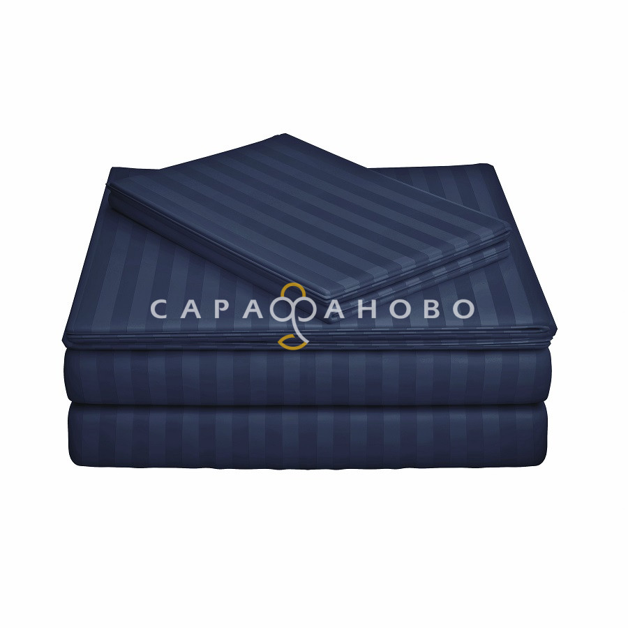 Ткань Страйп Сатин 240 см 130 гр полоса 1х1 цвет Индиго, фото 1