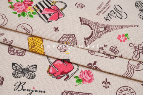 Ткань рогожка 150 см "Мадам" рис 11508-1