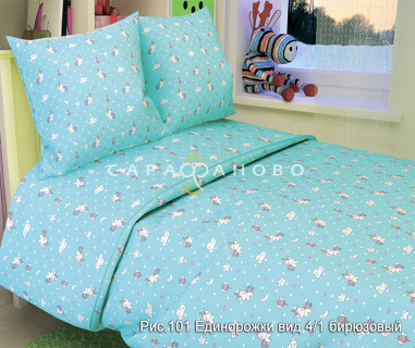 Ткань Бязь 150 см 120 гр рис. 101в4/1 Единорожки