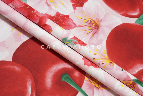 Ткань Бязь 220 см "Спелая вишня" рис 15558 вид 1