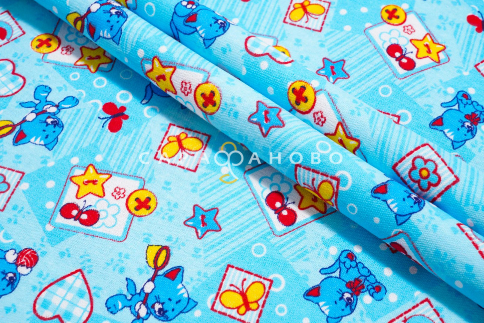 Ткань Фланель 75 см рис. 5277-1 "Игривый котенок" грунт, фото 1