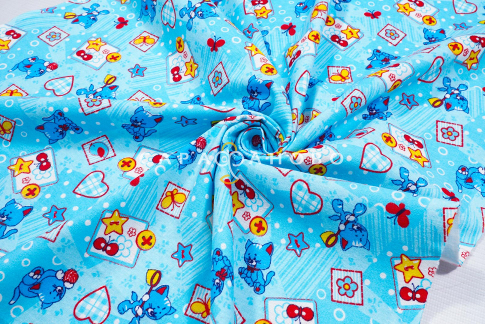 Ткань Фланель 75 см рис. 5277-1 "Игривый котенок" грунт, фото 4