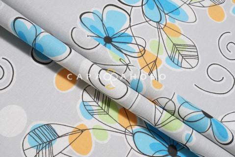 Ткань Бязь 150 см 120 гр рис. 48в8/1 Цветы по краям