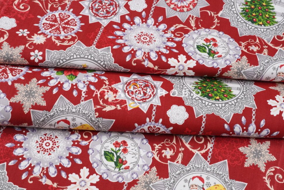 Ткань Дорожка набивная 50 см "Новогодние узоры" рис 35043 вид 1 На отрез, фото 5