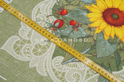 Ткань вафельное полотно 150 См. Подсолнухи (3040-3)