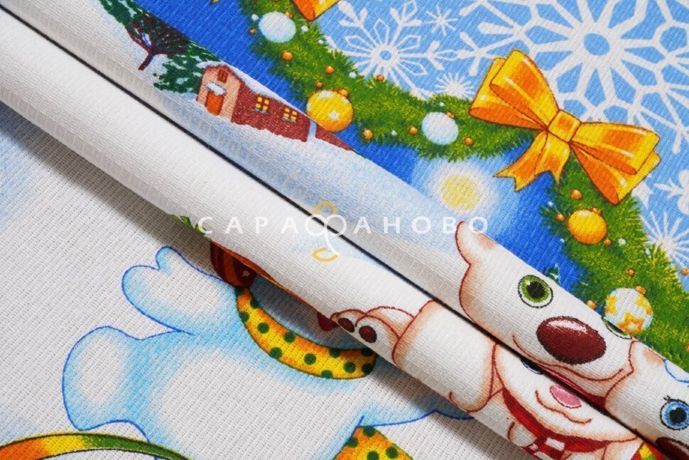 Ткань Полотно Вафельное 150 "Зимняя сказка" рис 10093-1, фото 8