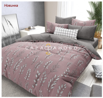 Ткань Поплин 220 см. Веточки дым. роза рис. 28299/4
