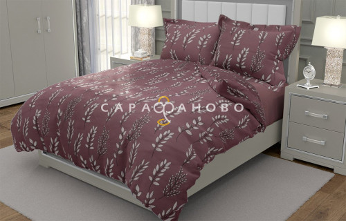Ткань Поплин 220 см. Веточки дым. роза рис. 28299/4