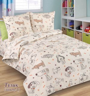 Ткань Бязь 150 см Детская коллекция "Тузик" рис 10128 вид 1