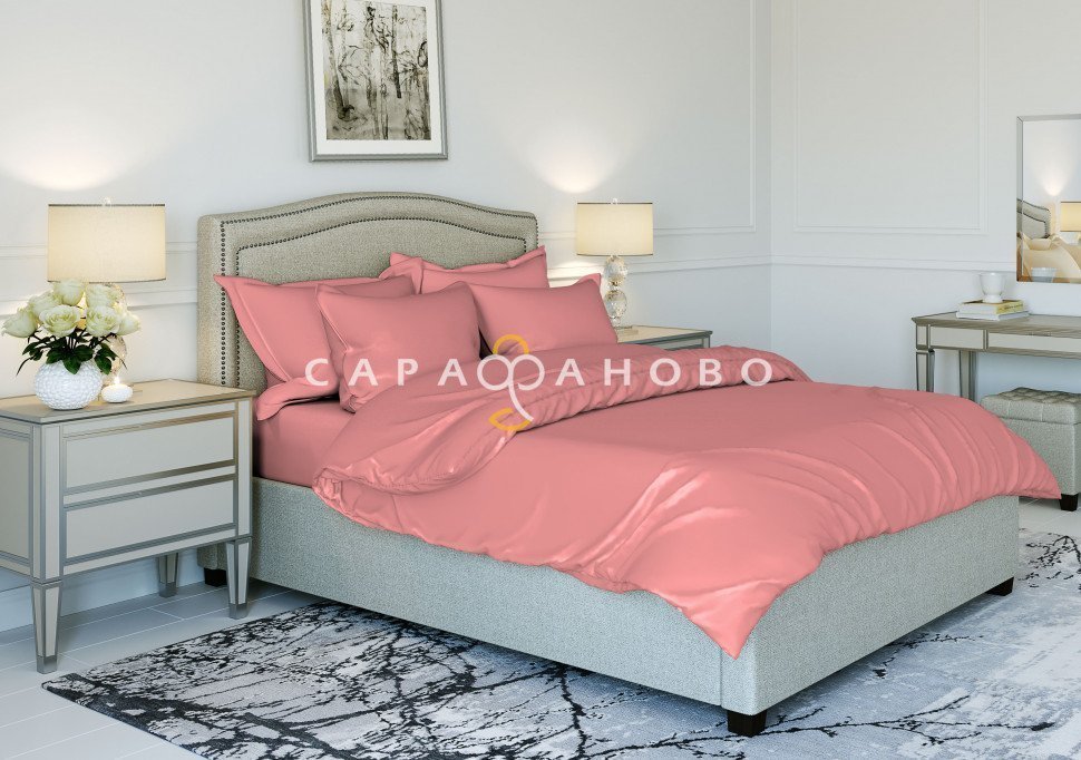 Ткань Поплин 220 см рис. 600 "Коралово-розовый", фото 1
