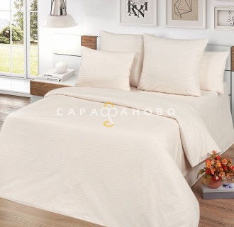 Ткань Поплин-страйп 220 см рис. 12245/2 Бежевый(1х1 см)