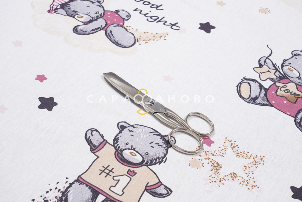 Ткань Поплин 150 см 105 гр Мишки вид 2 (брусничный) На отрез, фото 7