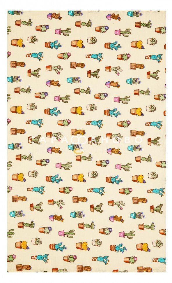Ткань Рогожка 150 см рис.  7894-1 "Кактусы", фото 1