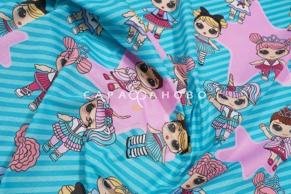 Ткань Бязь 150 см Детская коллекция "Милашки" рис 13207 вид 1, фото 4