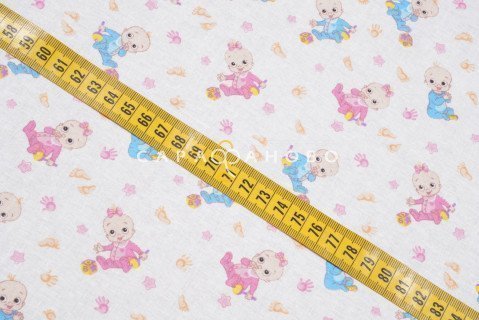 Ткань Ситец 95 см «Малыши» рис 5516 вид 1