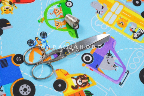 Ткань Бязь 150 см Детская коллекция "Автотранспорт" рис 13201 вид 1