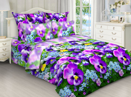 Ткань Бязь 220 см 120 гр рис 3028/1 Анютины глазки