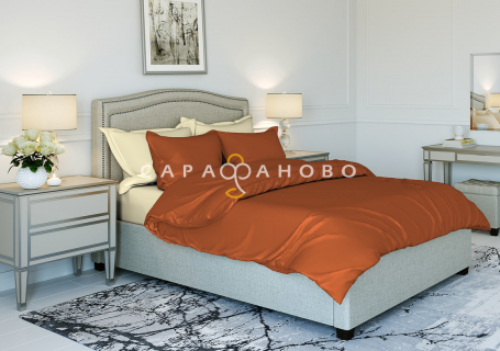 Ткань Поплин 220 см рис.  090505+050203 "Терракот"