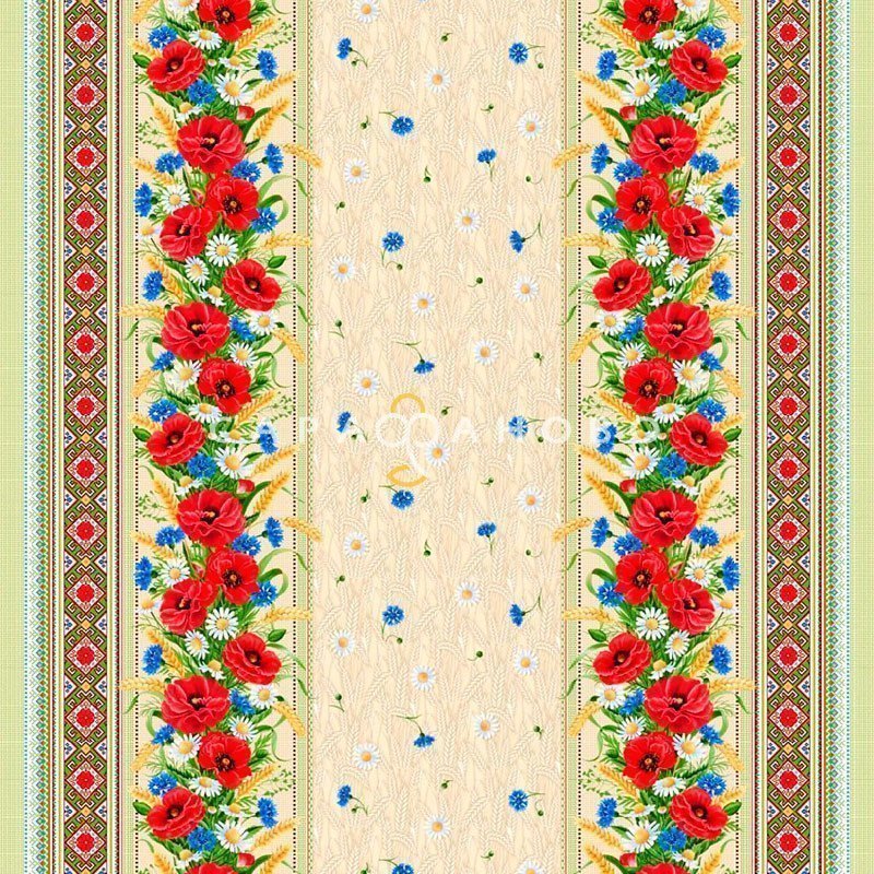 Ткань Рогожка 150 см Красные маки рис 18752 вид 1, фото 4