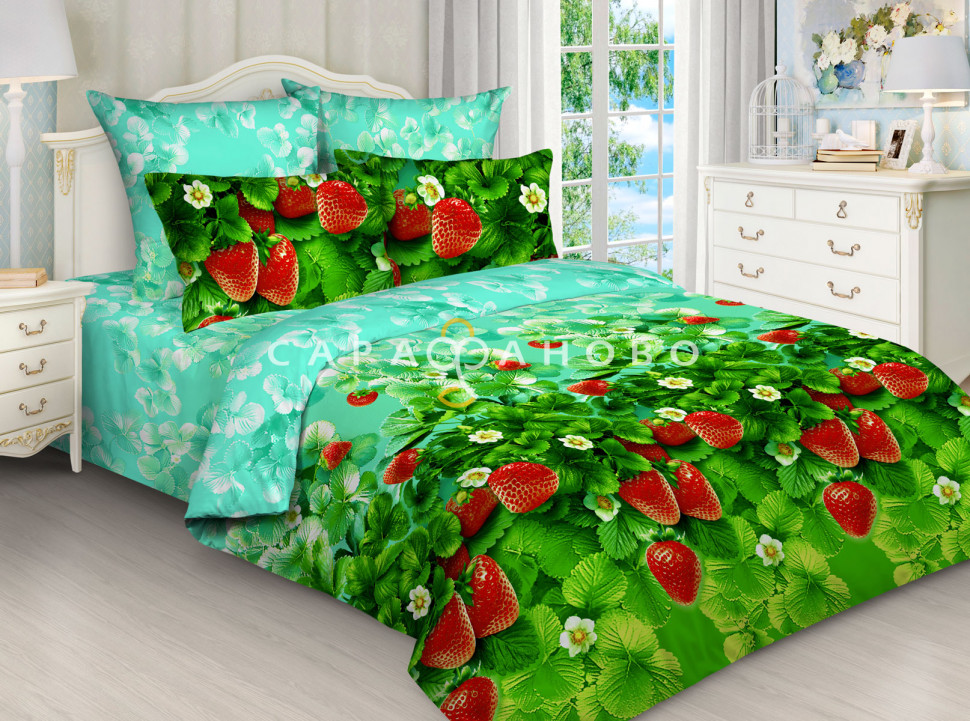 Ткань Бязь 220 см 120 гр рис 3033/1 Земляника, фото 1