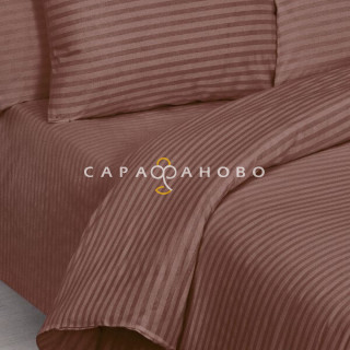 Ткань Поплин-страйп 220 см 115 гр. рис. 12423/8 корич.