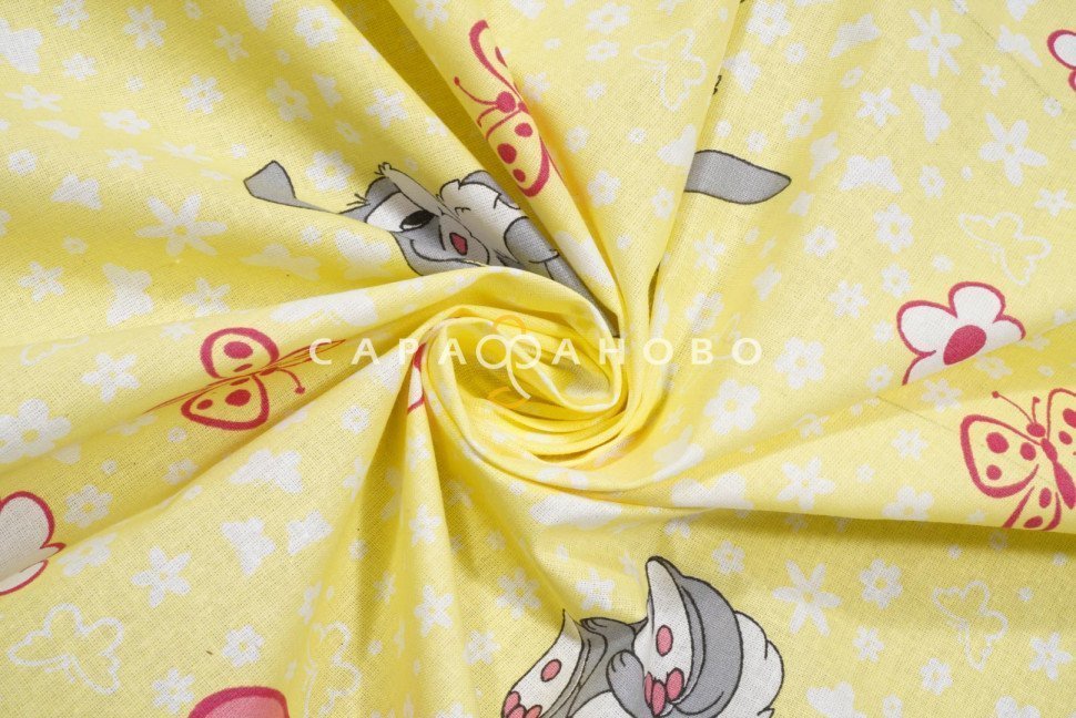 Ткань бязь 150 см 140 гр. рис 085 Зайки вид 5/3, фото 4